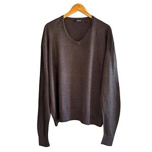 MURANO Men’s Long Sleeve V-neck Sweater Heather Brown XL